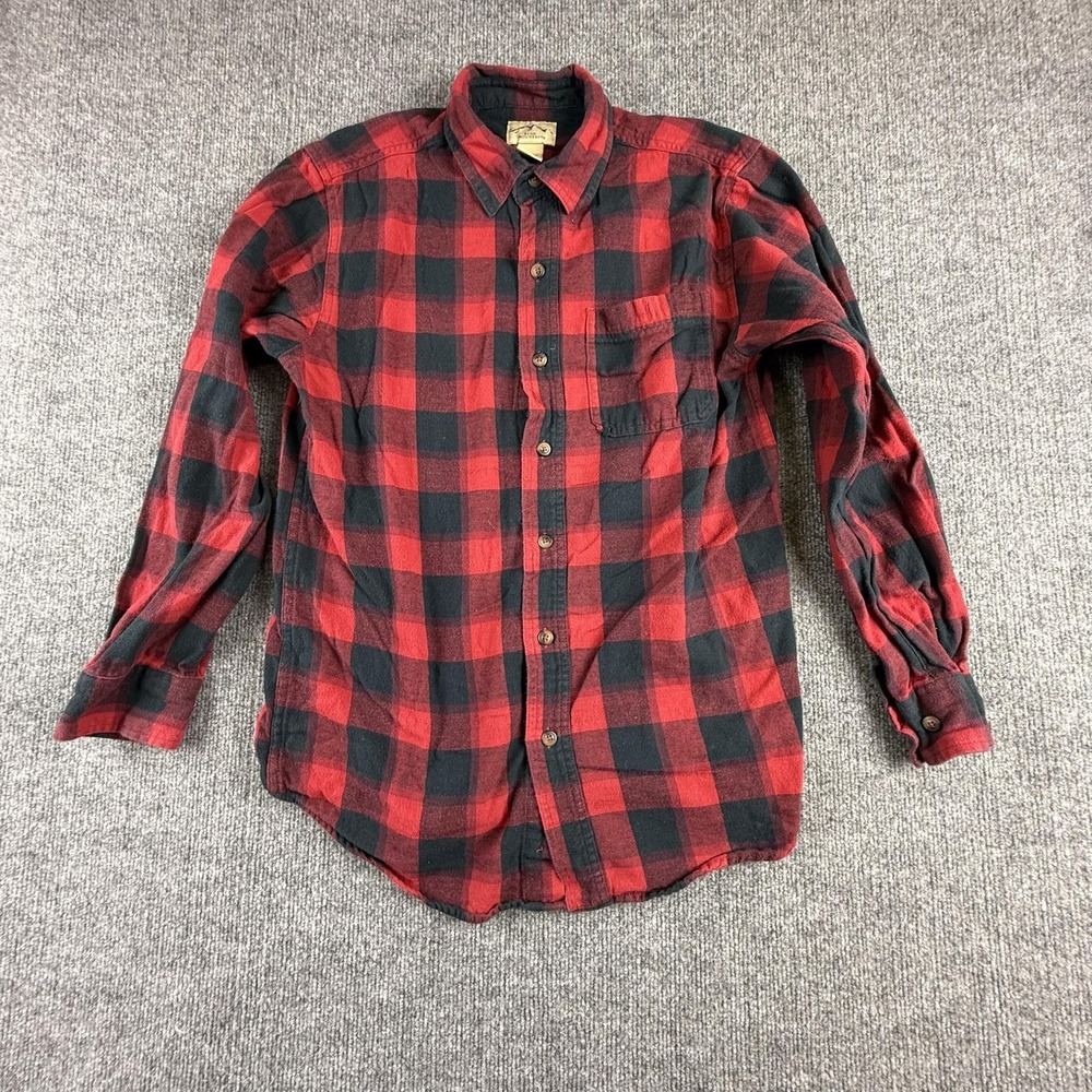 Blue Mountain Shirt Mens‎ Small Red Black Plaid Flannel Long Sleeve Button Up